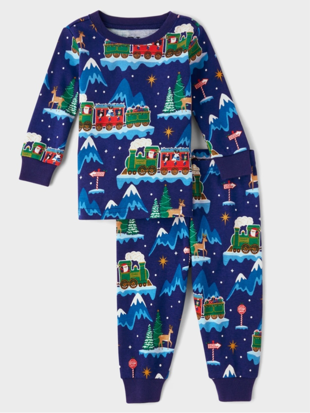 Toddler 2T NWOT Glow in the Dark Christmas Train Snug Fit Cotton Pajamas - Blue